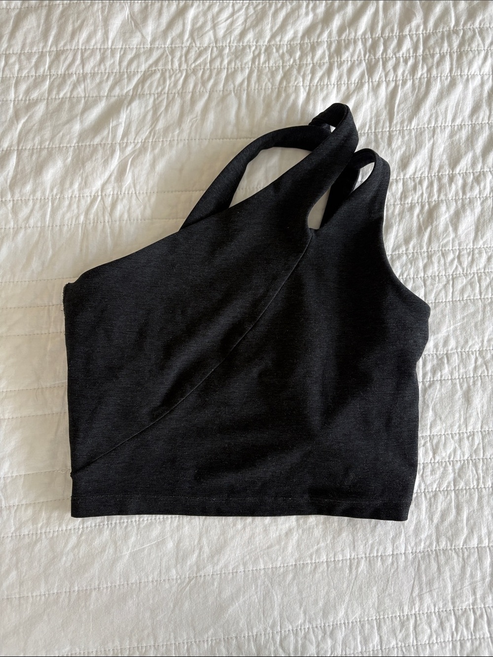 Black Asymmetric Double-Strap Yoga Top